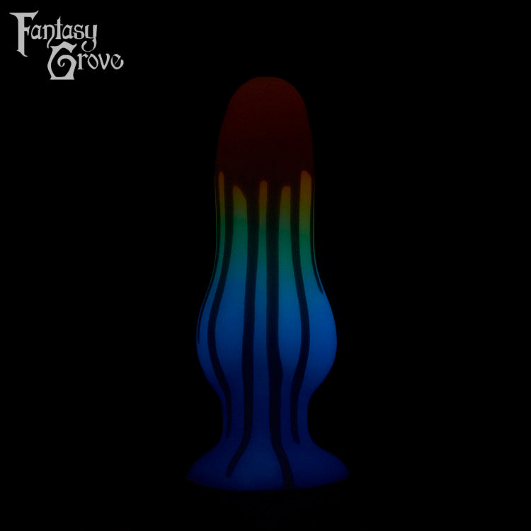 A Fantasy Grove sex toy on a black background with a logo in the upper left corner