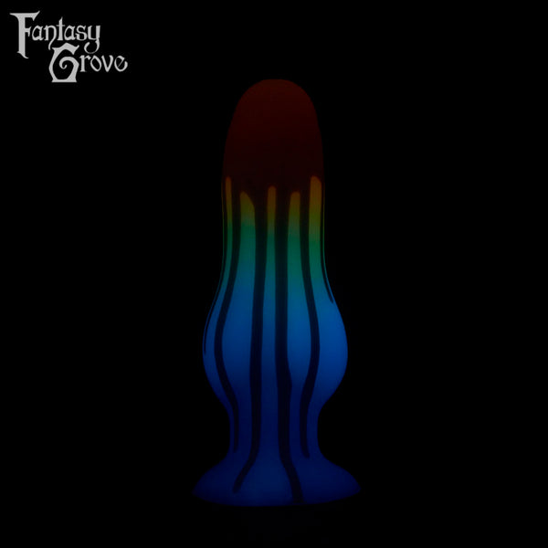 A Fantasy Grove sex toy on a black background with a logo in the upper left corner