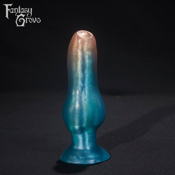 A fantasy sex toy on a black background with the Fantasy Grove logo in the upper left corner 