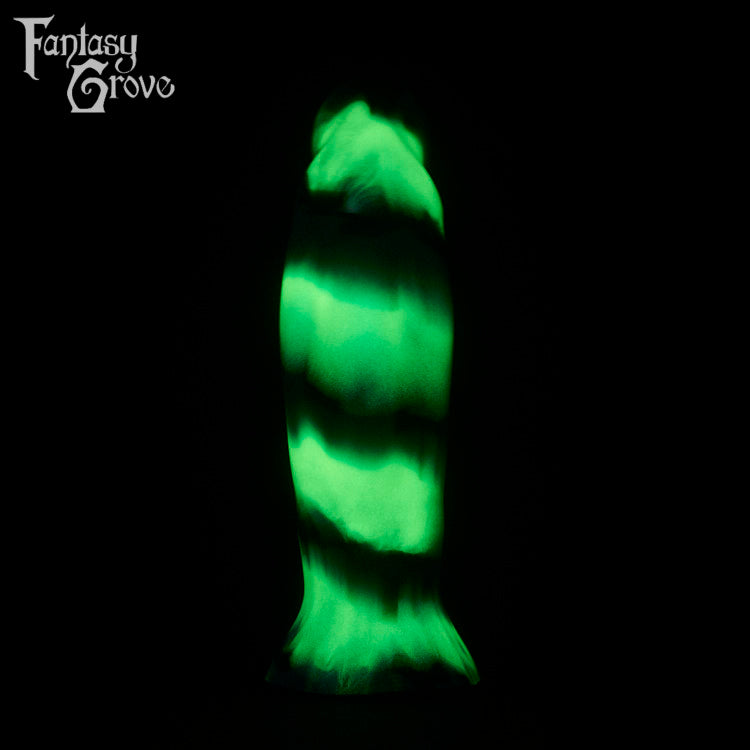 A fantasy sex toy on a black background with the Fantasy Grove logo in the upper left corner