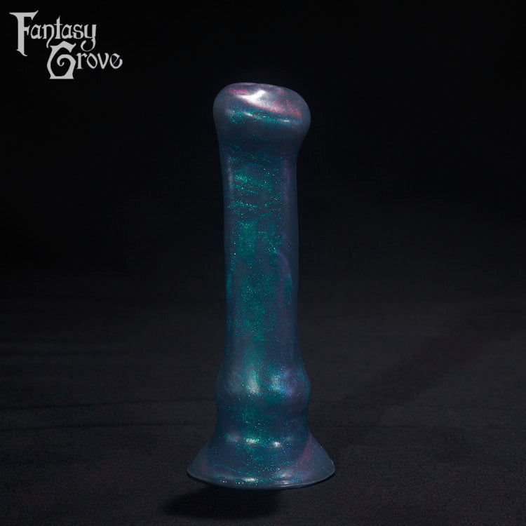 A Fantasy Grove sex toy on a black background with a logo in the upper left corner