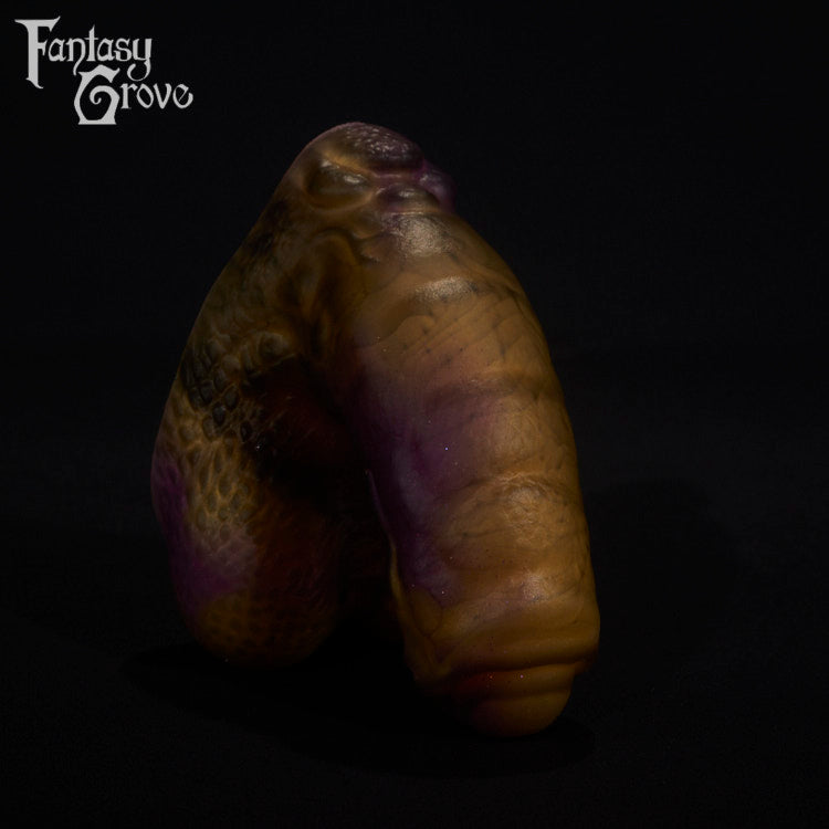 A fantasy sex toy on a black background with the Fantasy Grove logo in the upper left corner