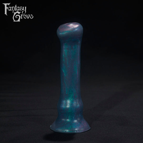 A Fantasy Grove sex toy on a black background with a logo in the upper left corner