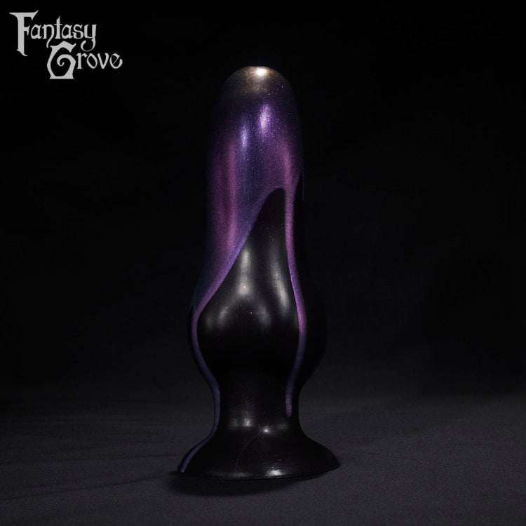 A Fantasy Grove sex toy on a black background with a logo in the upper left corner