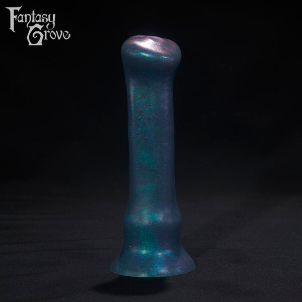 A Fantasy Grove sex toy on a black background with a logo in the upper left corner