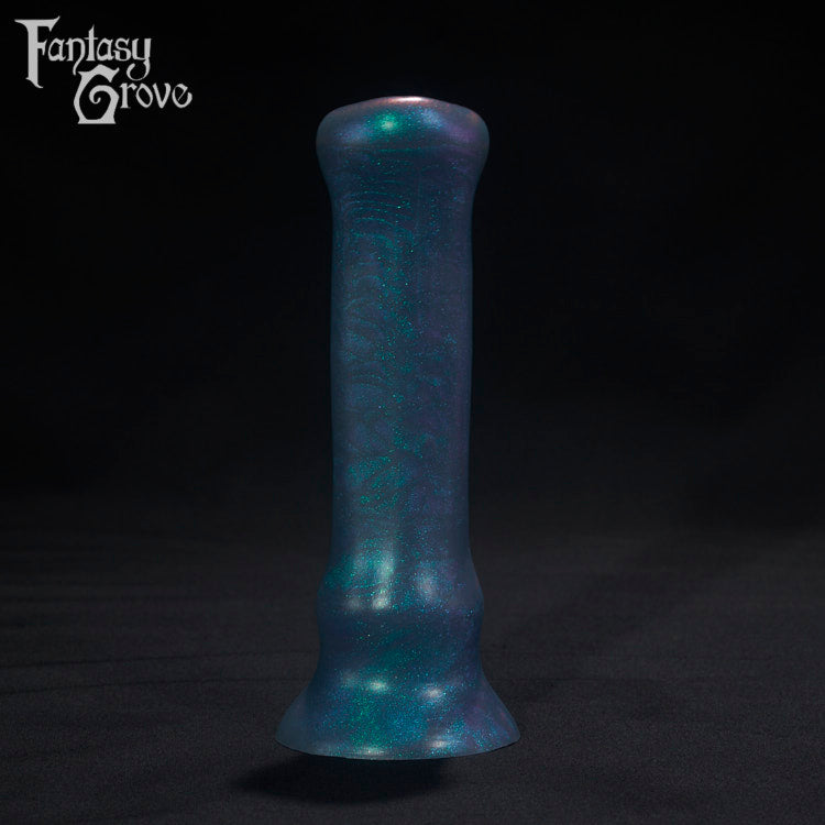 A Fantasy Grove sex toy on a black background with a logo in the upper left corner