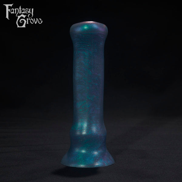A Fantasy Grove sex toy on a black background with a logo in the upper left corner