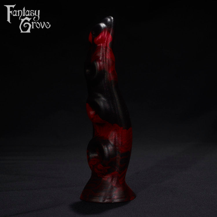 A Fantasy Grove sex toy on a black background with a logo in the upper left corner