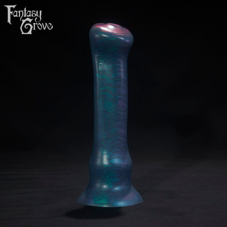 A Fantasy Grove sex toy on a black background with a logo in the upper left corner