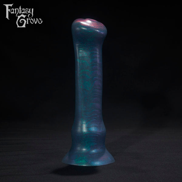 A Fantasy Grove sex toy on a black background with a logo in the upper left corner