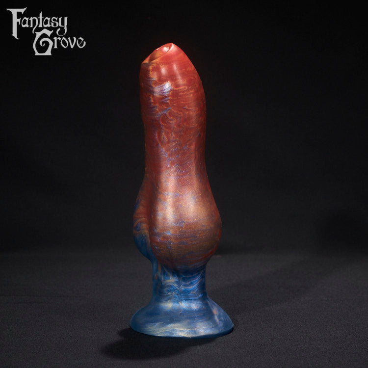 A fantasy sex toy on a black background with the Fantasy Grove logo in the upper left corner 