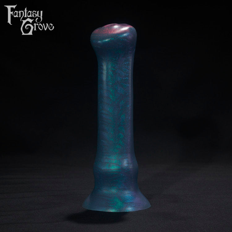 A Fantasy Grove sex toy on a black background with a logo in the upper left corner