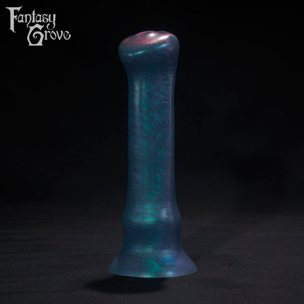 A Fantasy Grove sex toy on a black background with a logo in the upper left corner