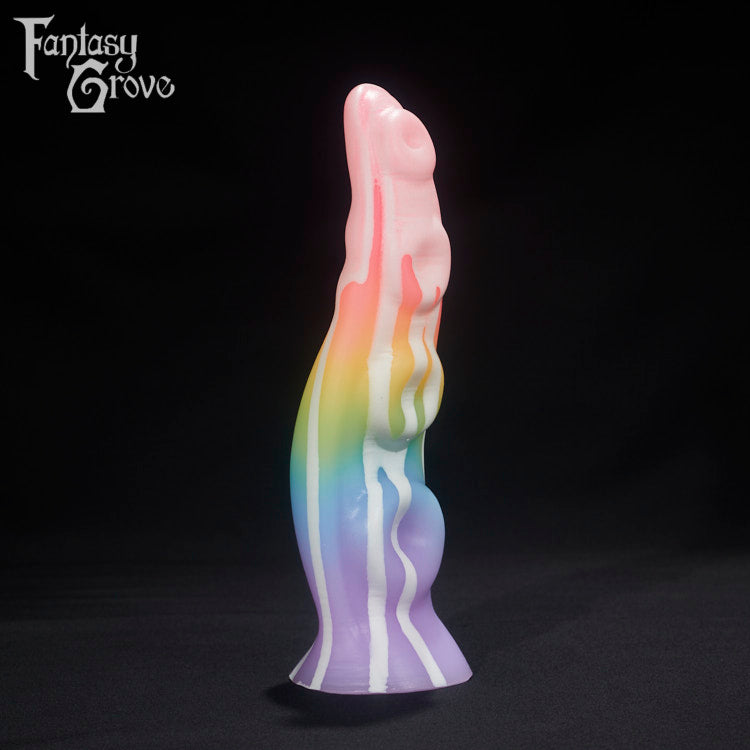 A Fantasy Grove sex toy on a black background with a logo in the upper left corner
