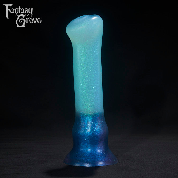 A Fantasy Grove sex toy on a black background with a logo in the upper left corner
