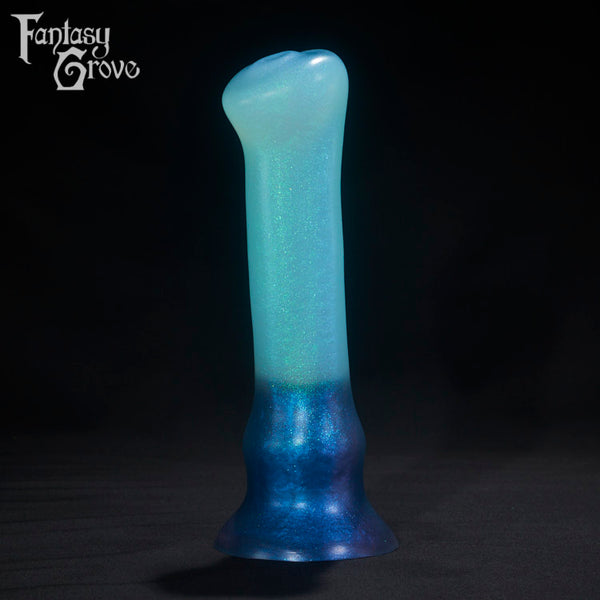 A Fantasy Grove sex toy on a black background with a logo in the upper left corner