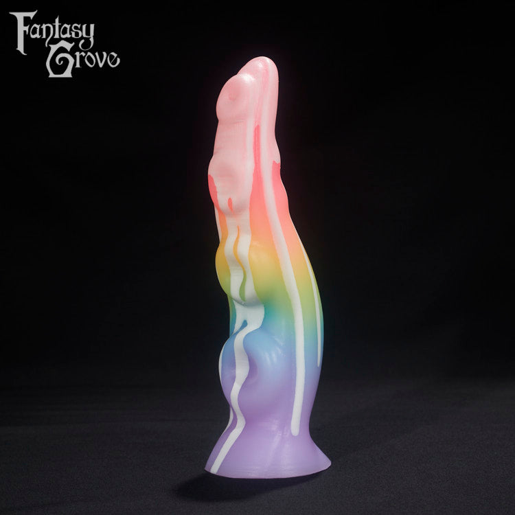 A Fantasy Grove sex toy on a black background with a logo in the upper left corner