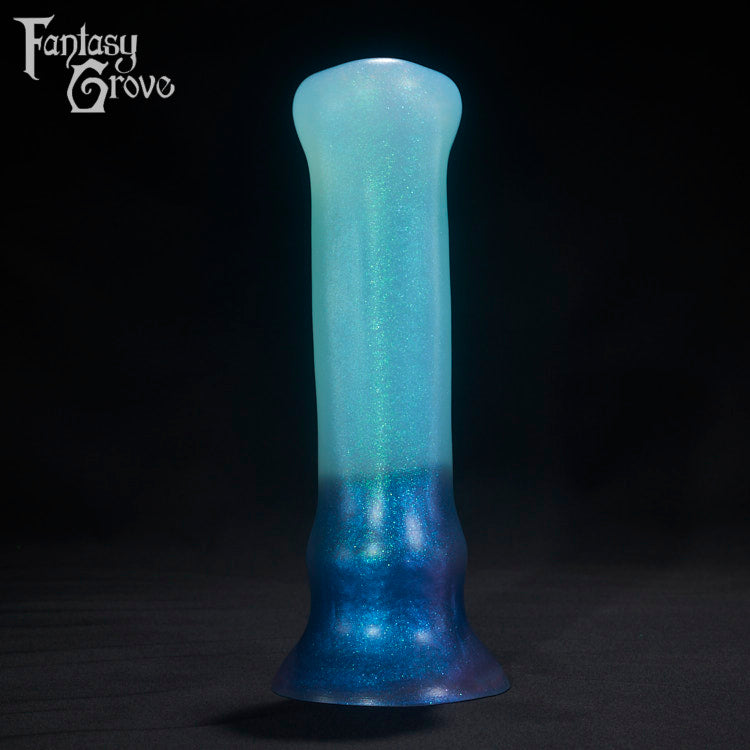 A Fantasy Grove sex toy on a black background with a logo in the upper left corner