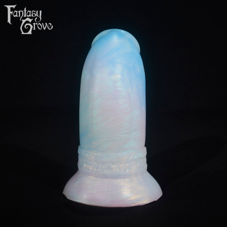 A fantasy sex toy on a black background with the Fantasy Grove logo in the upper left corner