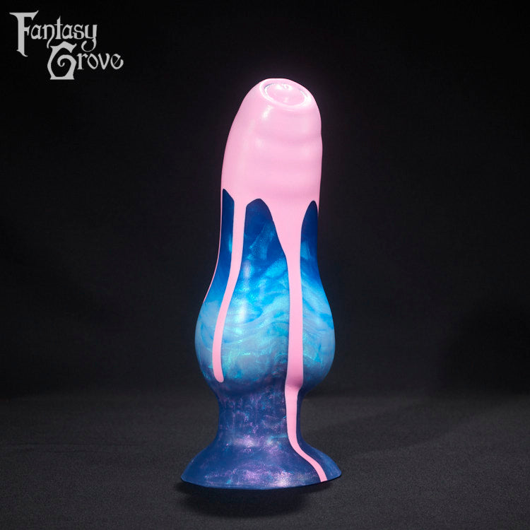 A fantasy sex toy on a black background with the Fantasy Grove logo in the upper left corner 