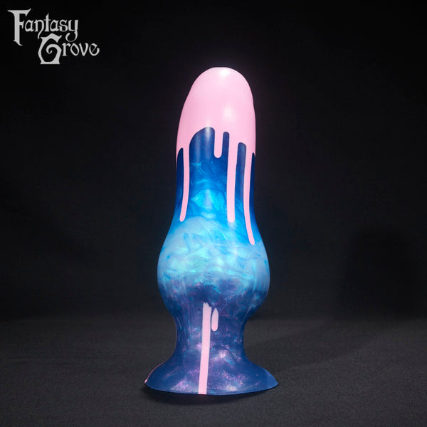 A fantasy sex toy on a black background with the Fantasy Grove logo in the upper left corner 