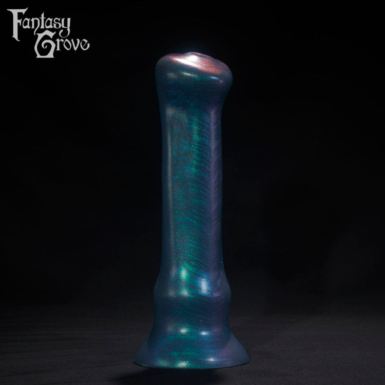 A Fantasy Grove sex toy on a black background with a logo in the upper left corner