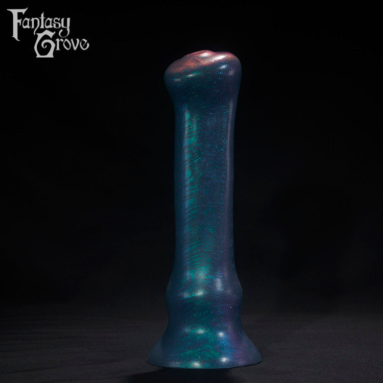 A Fantasy Grove sex toy on a black background with a logo in the upper left corner