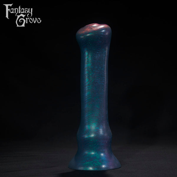 A Fantasy Grove sex toy on a black background with a logo in the upper left corner