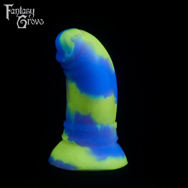 A fantasy sex toy on a black background with the Fantasy Grove logo in the upper left corner
