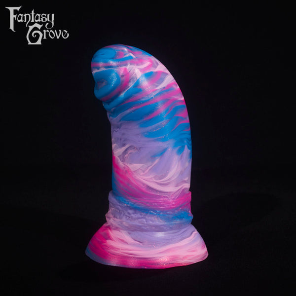 A fantasy sex toy on a black background with the Fantasy Grove logo in the upper left corner