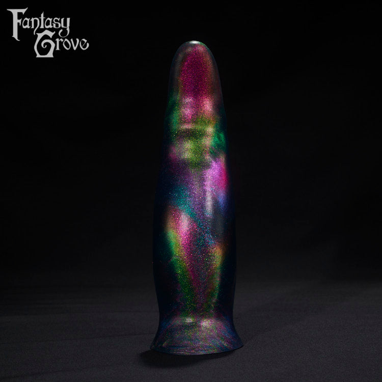 A Fantasy Grove sex toy on a black background with a logo in the upper left corner
