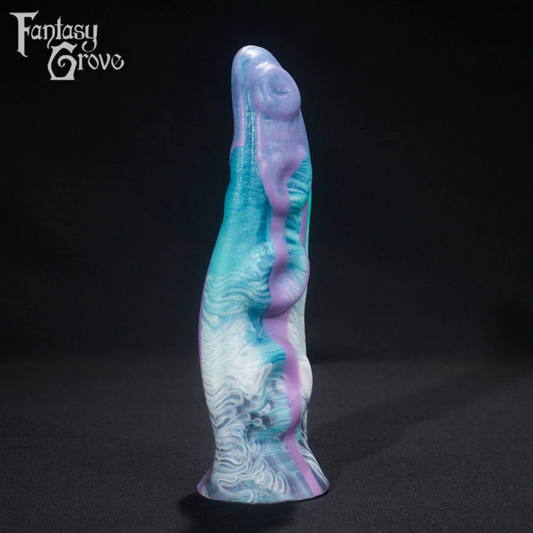 A fantasy sex toy on a black background with the Fantasy Grove logo in the upper left corner 