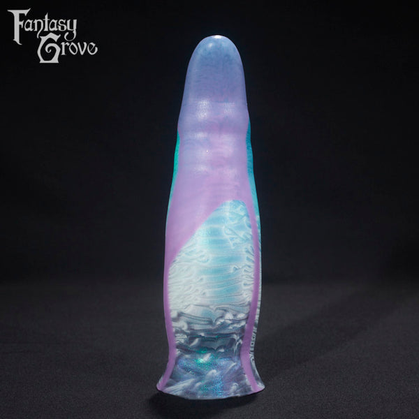 A fantasy sex toy on a black background with the Fantasy Grove logo in the upper left corner 