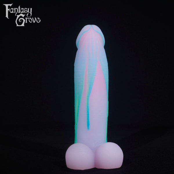 A fantasy sex toy on a black background with the Fantasy Grove logo in the upper left corner