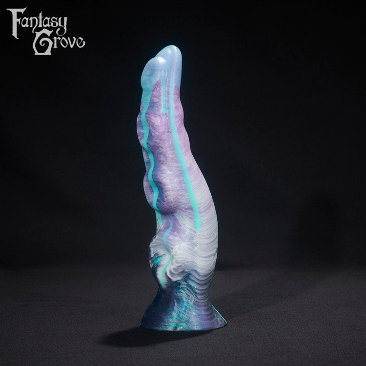A fantasy sex toy on a black background with the Fantasy Grove logo in the upper left corner 