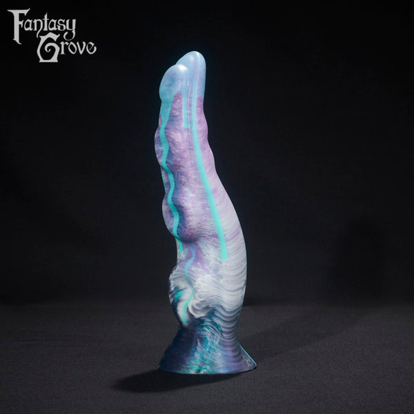 A fantasy sex toy on a black background with the Fantasy Grove logo in the upper left corner 