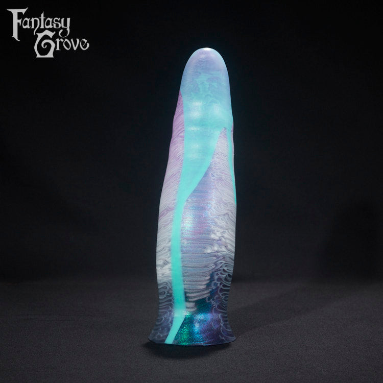 A fantasy sex toy on a black background with the Fantasy Grove logo in the upper left corner 