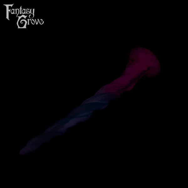 A Fantasy Grove sex toy on a black background with a logo in the upper left corner
