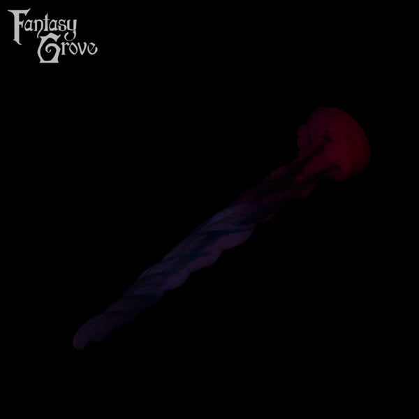 A Fantasy Grove sex toy on a black background with a logo in the upper left corner