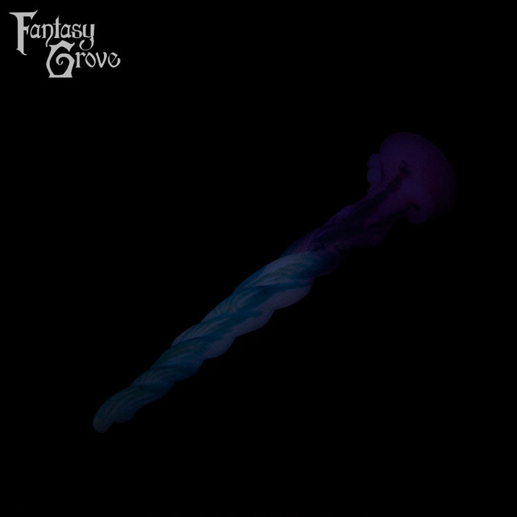 A Fantasy Grove sex toy on a black background with a logo in the upper left corner