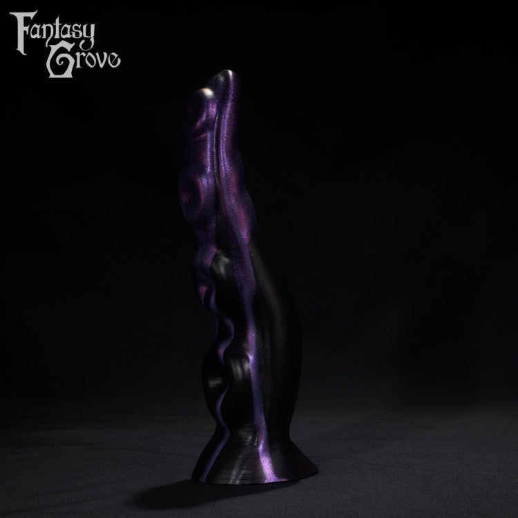 A Fantasy Grove sex toy on a black background with a logo in the upper left corner