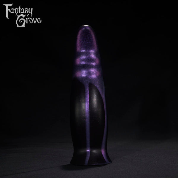A Fantasy Grove sex toy on a black background with a logo in the upper left corner