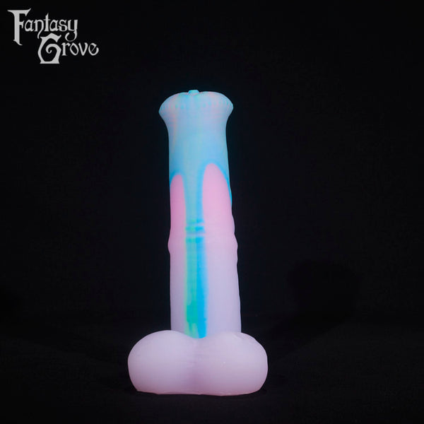 A fantasy sex toy on a black background with the Fantasy Grove logo in the upper left corner