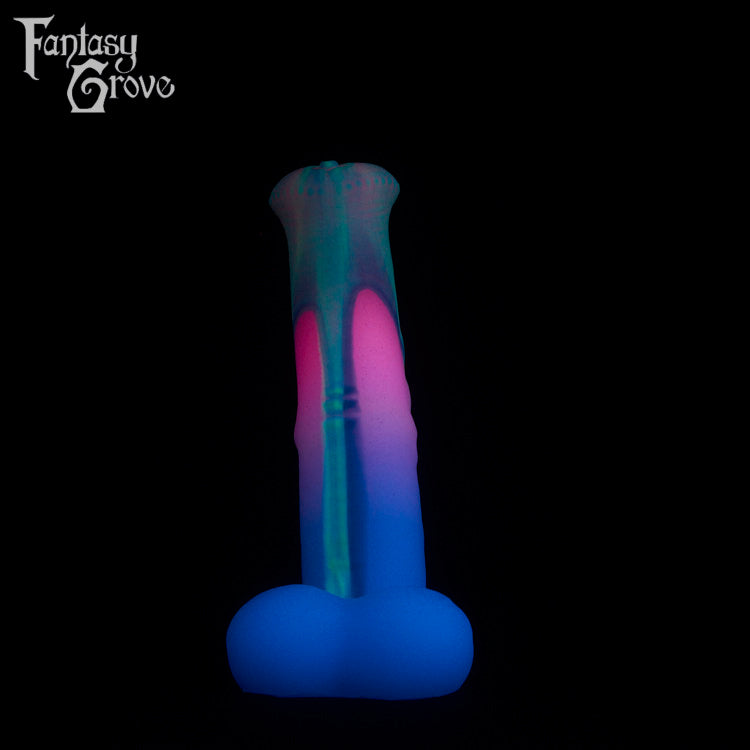A fantasy sex toy on a black background with the Fantasy Grove logo in the upper left corner