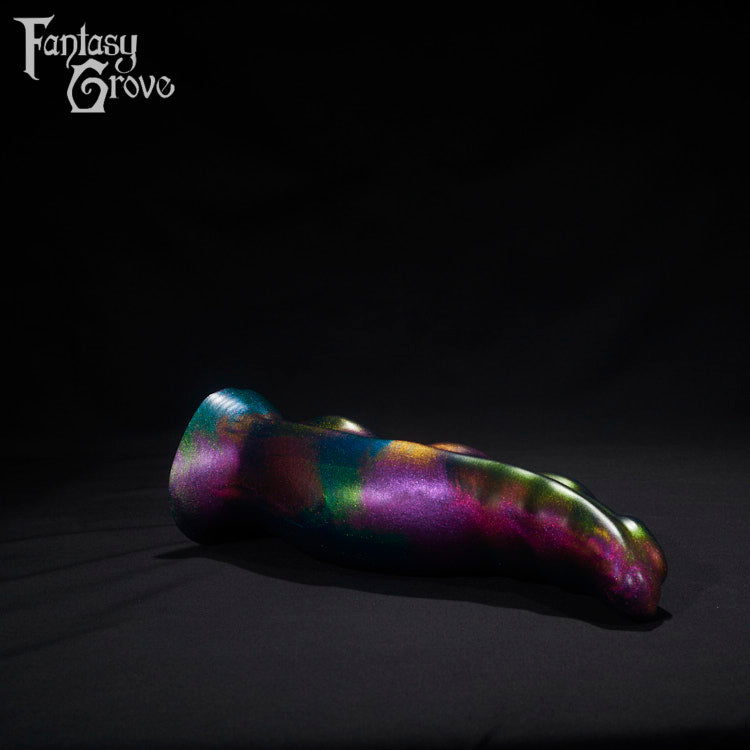A Fantasy Grove sex toy on a black background with a logo in the upper left corner