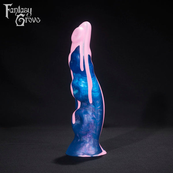 A fantasy sex toy on a black background with the Fantasy Grove logo in the upper left corner 