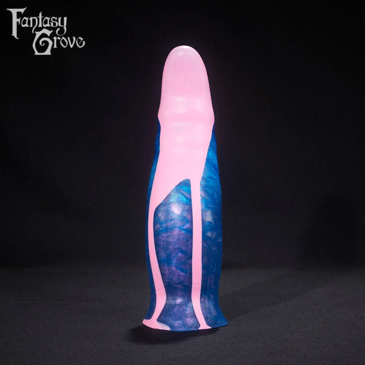 A fantasy sex toy on a black background with the Fantasy Grove logo in the upper left corner 