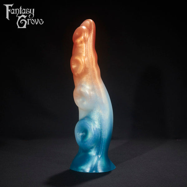A fantasy sex toy on a black background with the Fantasy Grove logo in the upper left corner 