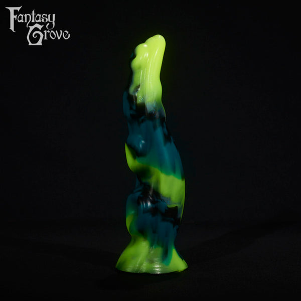 A fantasy sex toy on a black background with the Fantasy Grove logo in the upper left corner
