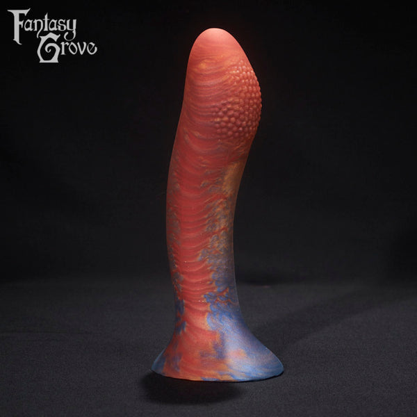 A fantasy sex toy on a black background with the Fantasy Grove logo in the upper left corner 